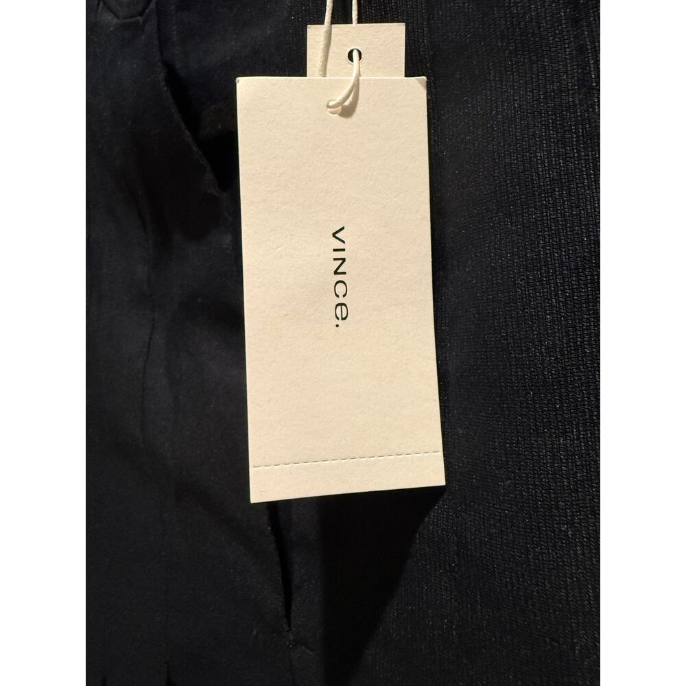 Vince. Pleat‎ Long Sleeve Linen Blend Trapeze Dress in Navy 0 - Picture 6 of 7